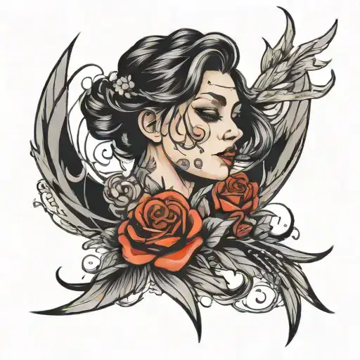 wind blowing tattoo design idea
