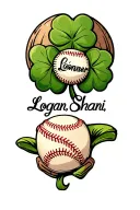 "Logan,Shani, Conner " "Logan,Shani, Conner " baseball 4 leaf clover tattoo design idea