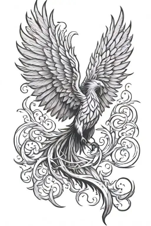Phoenix rising from ashes tattoo design idea
