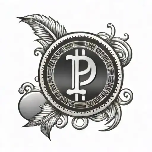 Penny coin with musical notes and include Rastafarian color tattoo design idea