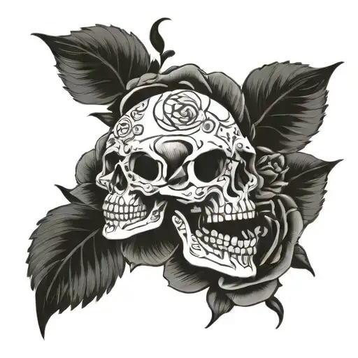 Skulls and Roses Gothic  tattoo design idea