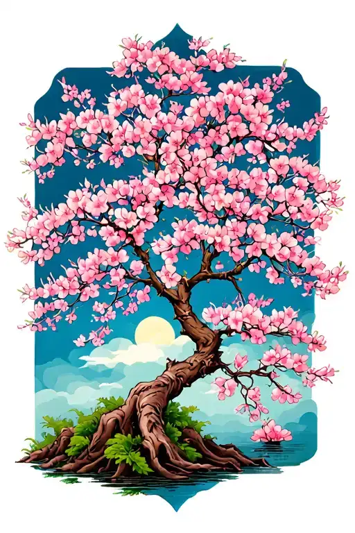 cherry blossom tree tattoo design idea