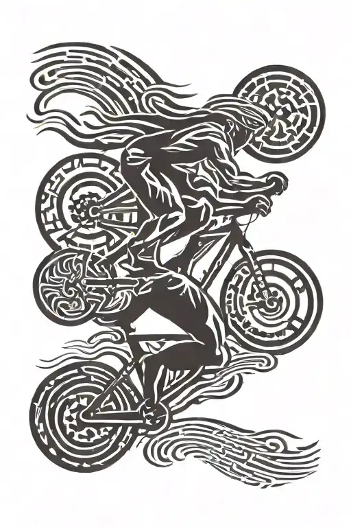 triathlon swimming cycling running tattoo design idea