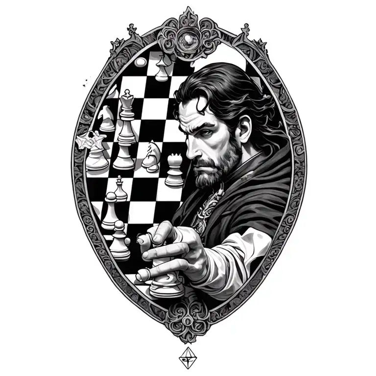 Dr strange over a chess board tattoo design idea
