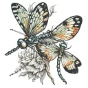 two dragonflies and butterflies tattoo design idea