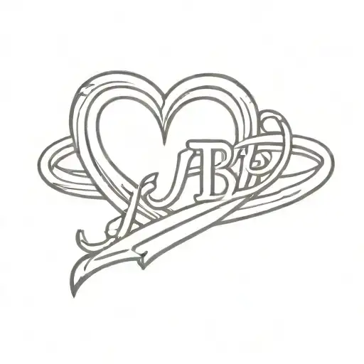 Letters J and B combined into stylized heart for ring finger. tattoo design idea