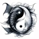 yin and yang koi fish tattoo design idea