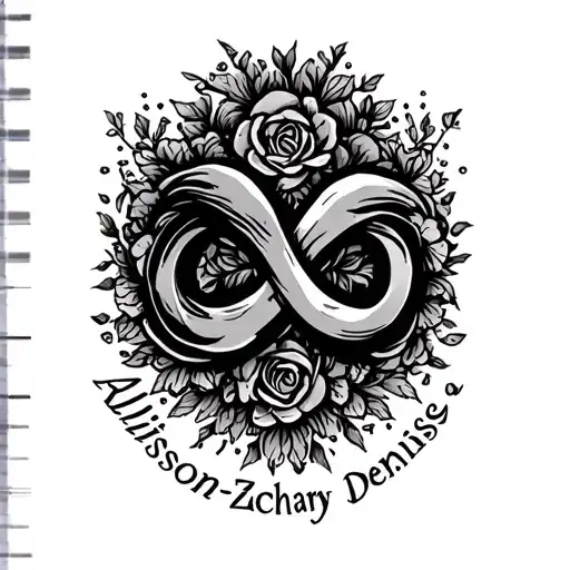 "Allison-Zachary-Denise" infinity symbol intertwined symbolizing the client's tattoo design idea