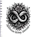 "Allison-Zachary-Denise" infinity symbol intertwined symbolizing the client's tattoo design idea