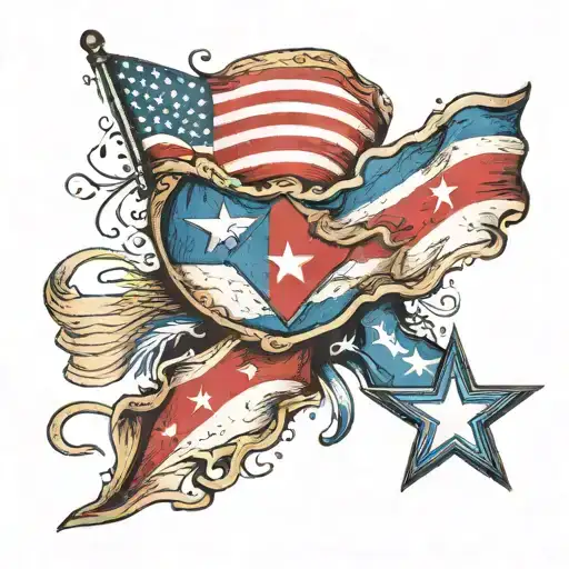 cuban and Puerto Rican flag skin tearing open tattoo design idea