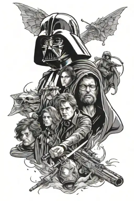 Star Wars, Marvel, Harry Potter tattoo design idea