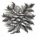 spruce tree slightly blowing in the wind  tattoo design idea