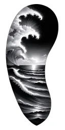 ocean waves sun set tattoo design idea