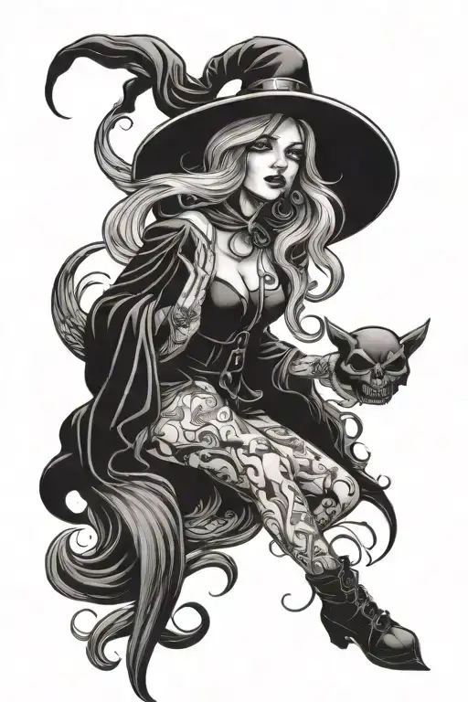 hot witch tattoo design idea