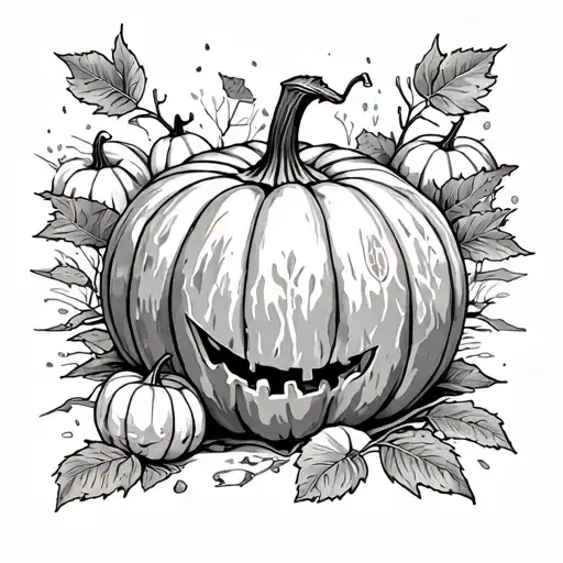 moan labe pumpkin patch tattoo design idea