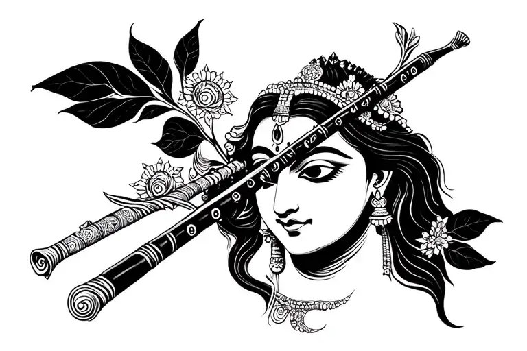 krishna flute tattoo design idea