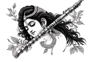 krishna flute tattoo design idea