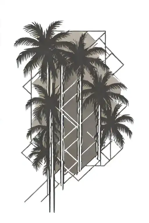 palm tree rectangular tattoo tattoo design idea