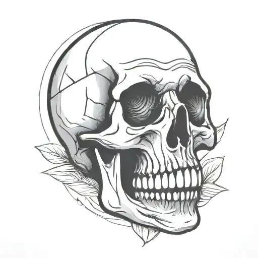skull simple cartoon outlined tattoo design idea