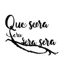 abstract water flow with the saying Que sera sera sera tattoo design idea