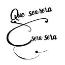abstract water flow with the saying Que sera sera sera tattoo design idea