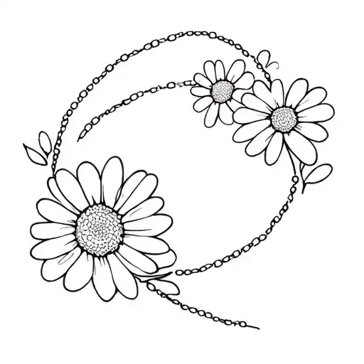 paw print daisy chain tattoo design idea