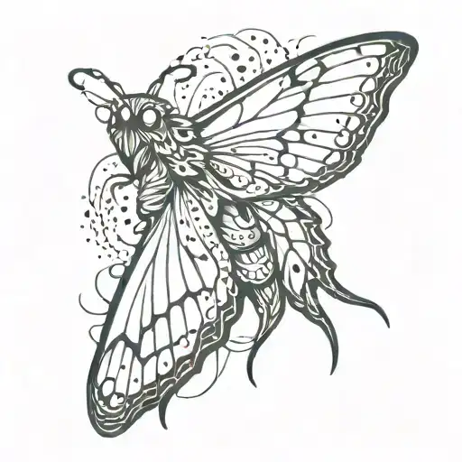 Death moth and a beautiful vicious fairy wings tattoo design idea