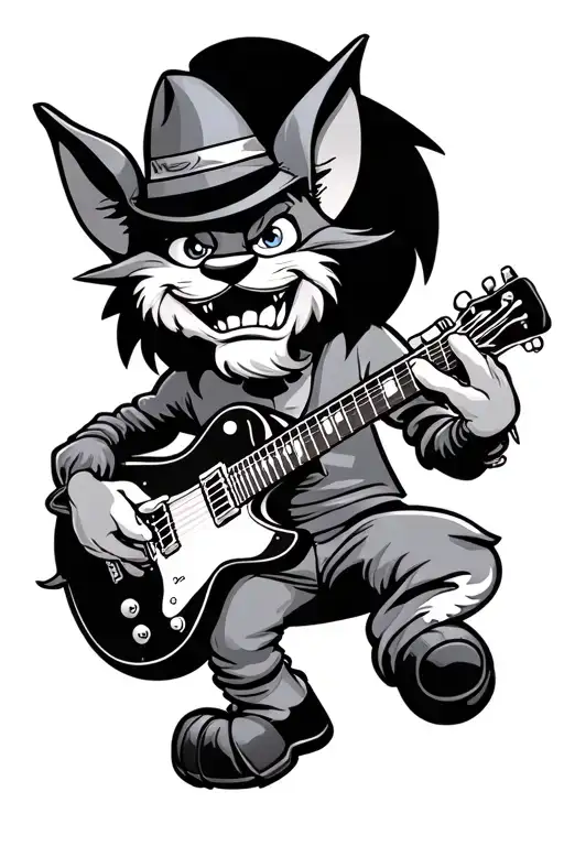 Cartoon taz with les paul guitar tattoo design idea