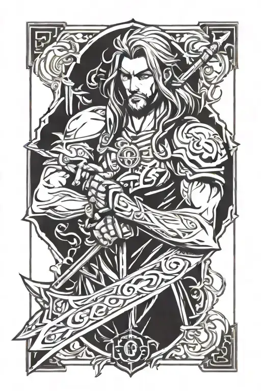 espada de viego de league of legends character surrounded tattoo design idea