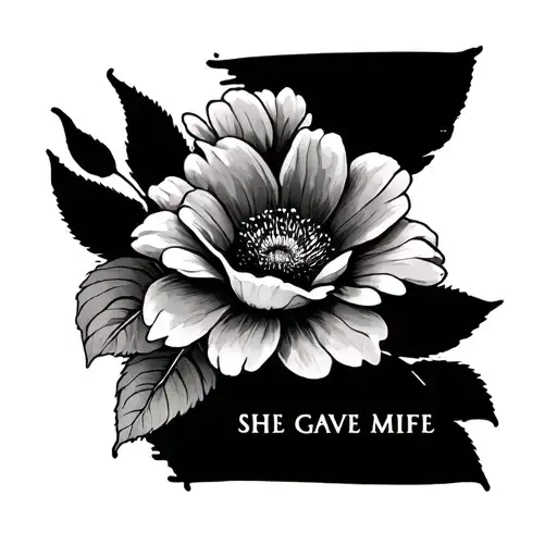 she gave me life and flowers  tattoo design idea