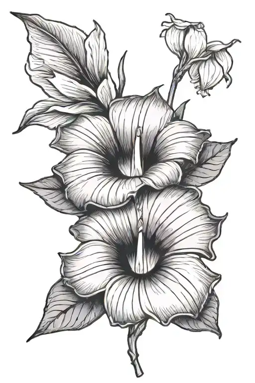 one morning glory. one violet and one snowdrop friendship tattoo tattoo design idea