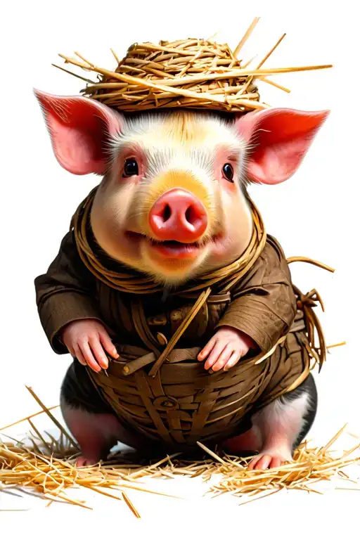 straw 3 little pigs tattoo design idea