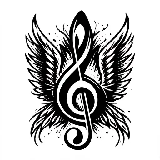 treble clef with wings tattoo design idea