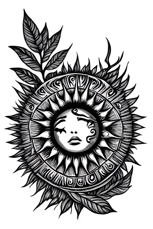 Pinoy sun tattoo with Filipino tribal  tattoo design idea
