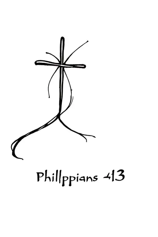 Philippians 4:13 with a prayer cross stem wrapped tattoo design idea