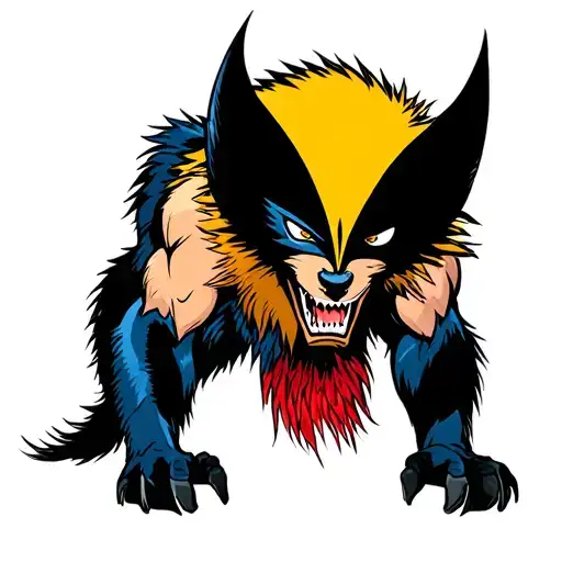 anthropomorphic punk wolverine animal tattoo design idea