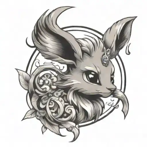 eevee pokemon turned into aries ram tattoo design idea