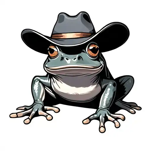 matching cartoon frog with cowboy hat tattoo design idea