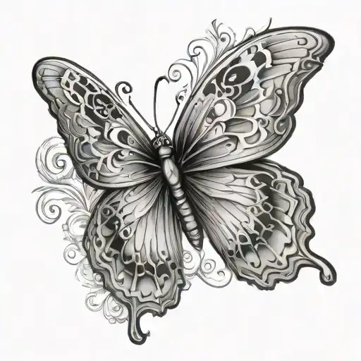 angel head butterfly tattoo design idea