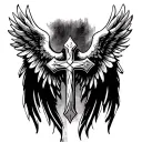 cross tattoo design featuring angel wings tattoo design idea