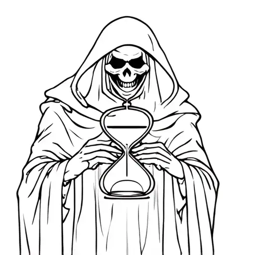 grim reaper holding hourglass tattoo design idea