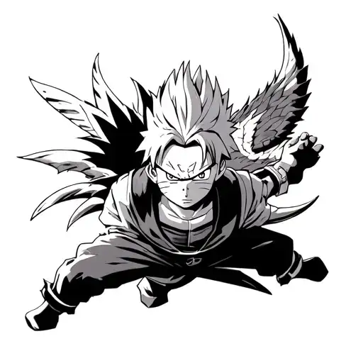 style manga hunter x hunter, naruto, one piece, dragon ball tattoo design idea