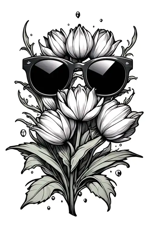 vines tulips and greninjas water shuriken and integrate krookodiles sunglasses tattoo design idea