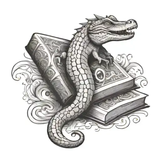 Book, Viper, Peter Pan, Crocodile tattoo design idea