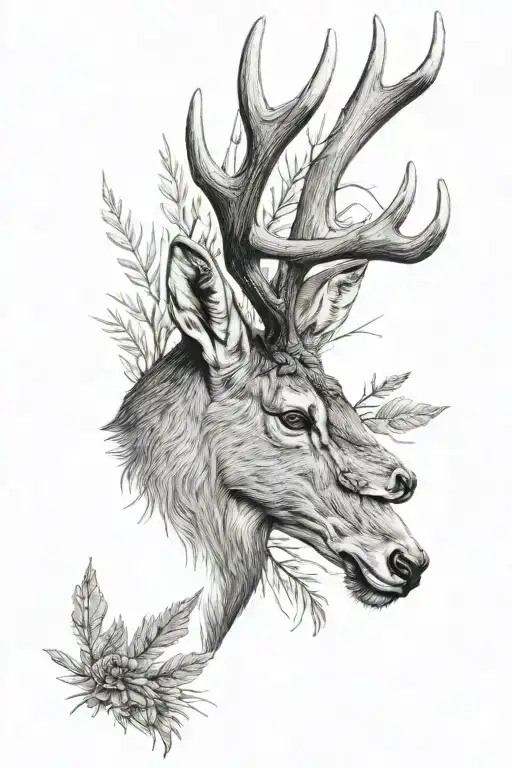 8 POINT BUCK tattoo design idea