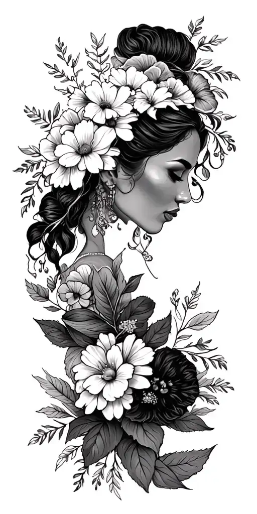 Mexican wedding and February birth flowers tattoo design idea