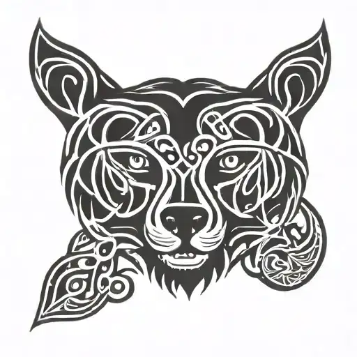 a black and white celtic symbol tattoo for “bear and oak grove,” symbolizing strength, protection, and a deep connection tattoo design idea