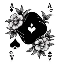 playing cards with western floral tattoo design idea