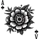 playing cards with western floral tattoo design idea