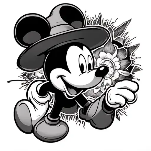 Gangster Mickey Mouse tattoo design idea